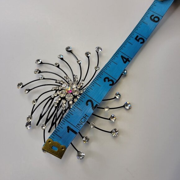 Bride Wedding Hair Pins Black Crystal Hairpins Bridal Hair Accessories Jewelry - Picture 8 of 11